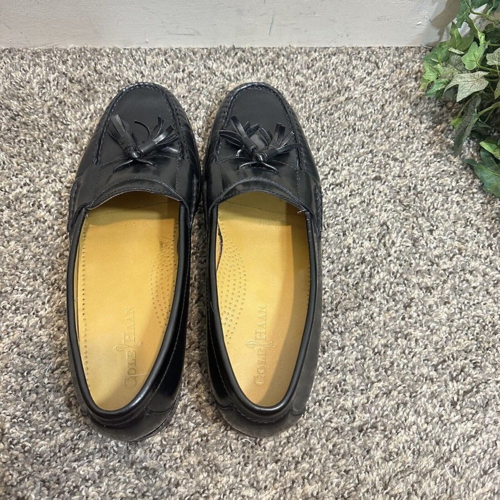 Cole Haan Mens Pinch Tassel Moc Toe Black Leather Loafer Slip On Size 10.5 D - Picture 8 of 10